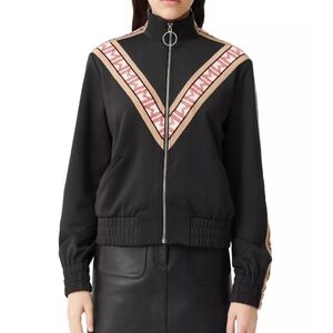 Maje Trevise Zip Up Track Tracksuit Bomber Jacket Brand Ribbon Blokecore Mobwife